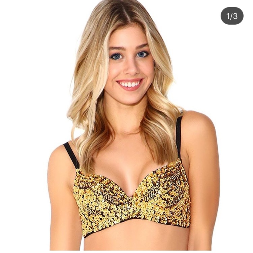 Gold sequin gypsy rave bra